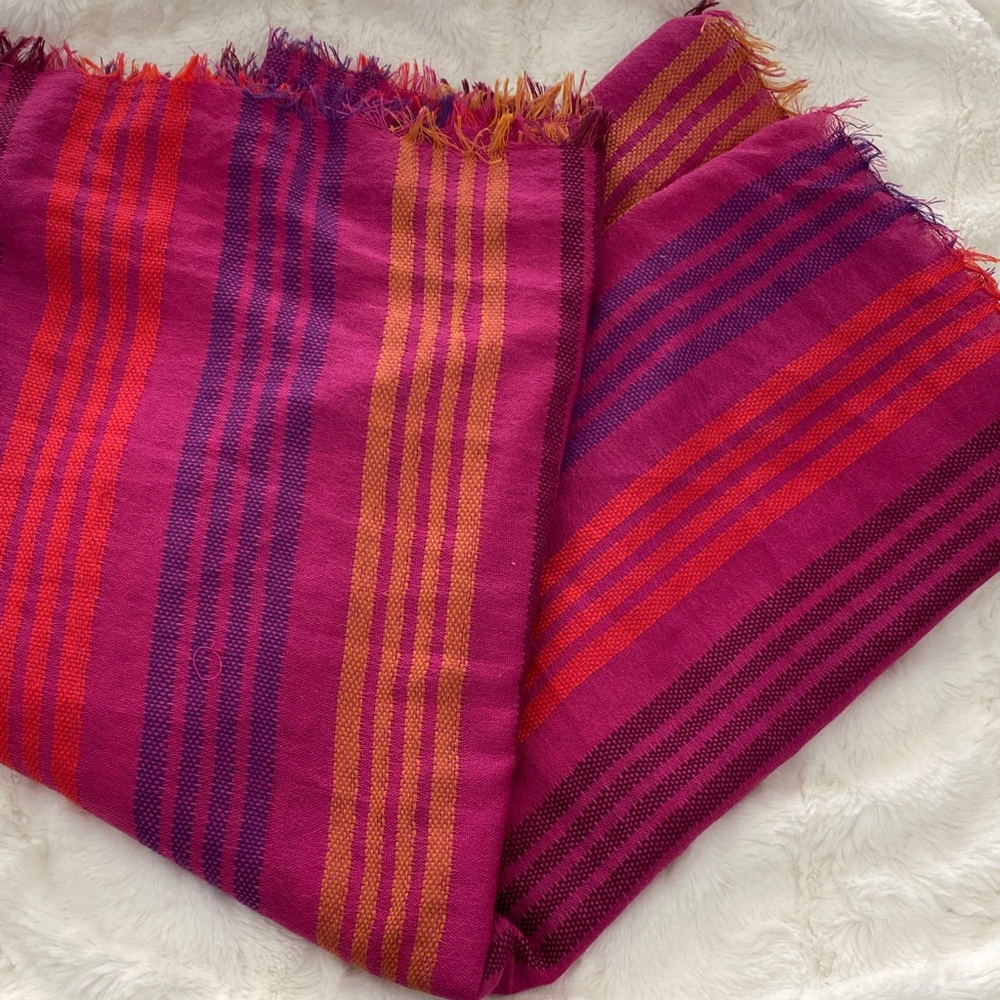 Striped Loop Fringe Scarf